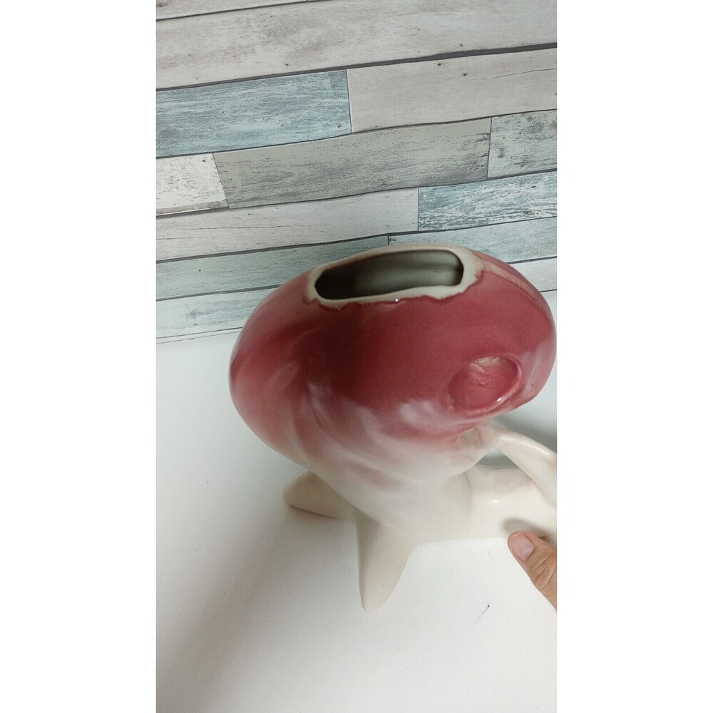 Vintage Dryden '92'  Pottery Whale Fish Vase Pink Drip Glaze Rare MCM Na… - Picture 4 of 9